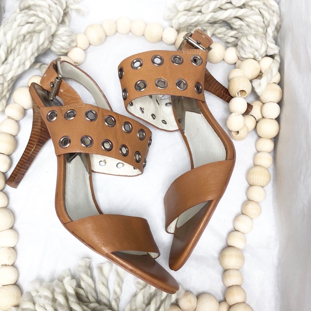 Michael Kors Tan Leather Eyelet High Heel Sandals